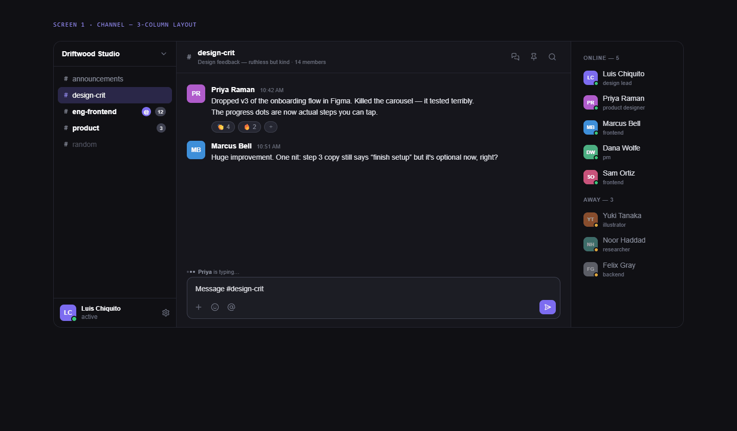 ChatSphere — screen 1