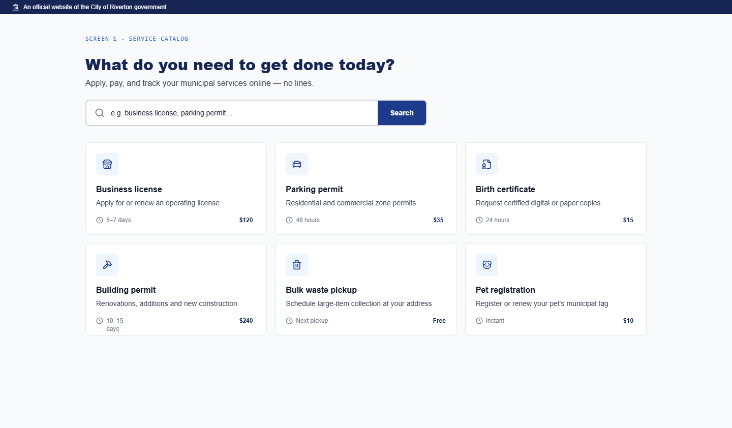 CivicDesk — screen 1