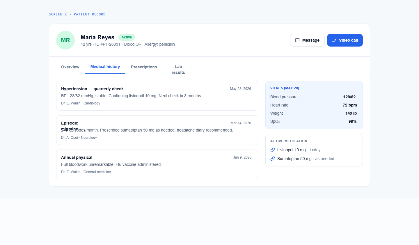 MediTrack — screen 2